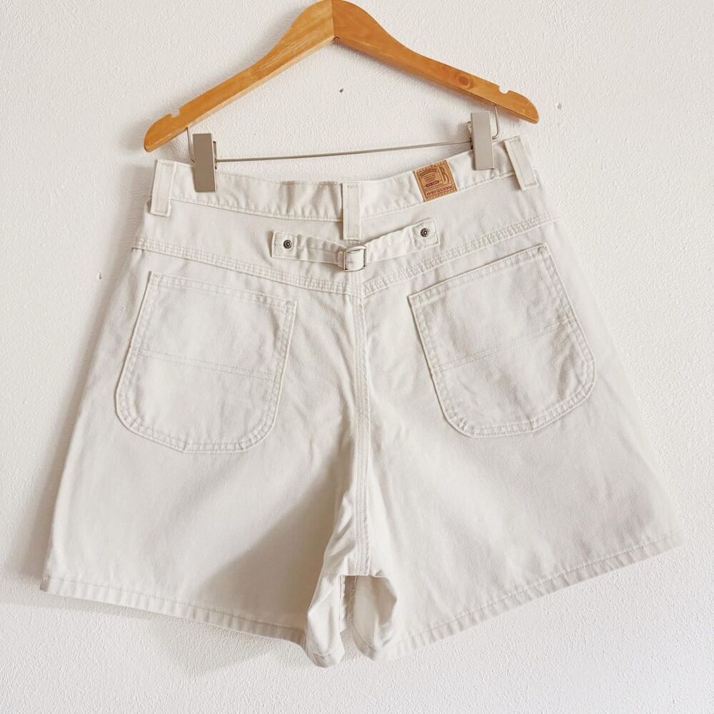 90s vintage cream buckle back denim shorts